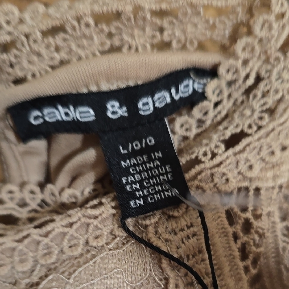 NWT Cable & Gauge Sleeveless Lace Blouse with Mandarin Collar Large - Picture 7 of 8